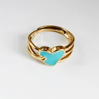 Wholesale Jewelry Streetwear Oval Heart Shape 304 Stainless Steel Titanium Steel 18K Gold Plated Enamel Plating Open Rings main image 4