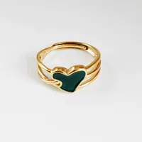 Wholesale Jewelry Streetwear Oval Heart Shape 304 Stainless Steel Titanium Steel 18K Gold Plated Enamel Plating Open Rings main image 3