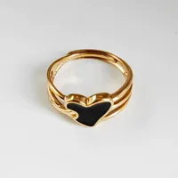 Wholesale Jewelry Streetwear Oval Heart Shape 304 Stainless Steel Titanium Steel 18K Gold Plated Enamel Plating Open Rings sku image 1