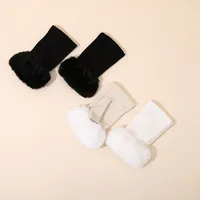 Autumn And Winter Half Finger Gloves Twist Knit Open Finger Plush Texture Gloves main image 2