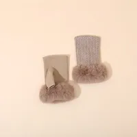 Autumn And Winter Half Finger Gloves Twist Knit Open Finger Plush Texture Gloves main image 6