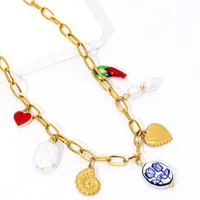 Wholesale Jewelry Casual Elegant Streetwear Conch Heart Shape 201 Stainless Steel 304 Stainless Steel 18K Gold Plated Pendant Necklace main image 4