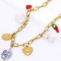 Wholesale Jewelry Casual Elegant Streetwear Conch Heart Shape 201 Stainless Steel 304 Stainless Steel 18K Gold Plated Pendant Necklace main image 3