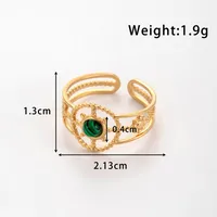 Wholesale Jewelry Vintage Style French Style Korean Style Round Sun Flower 304 Stainless Steel Turquoise Inlay Open Rings main image 5