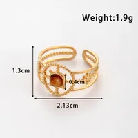 Wholesale Jewelry Vintage Style French Style Korean Style Round Sun Flower 304 Stainless Steel Turquoise Inlay Open Rings main image 4