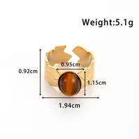 Wholesale Jewelry Elegant Simple Style Streetwear Argyle 304 Stainless Steel Turquoise Inlay Open Rings main image 5