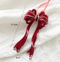 Christmas Nordic Style Modern Style Classic Style Bow Knot Flocking Party Festival Hanging Ornaments Decorative Props sku image 4