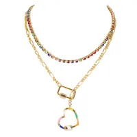 Simple Style Classic Style Heart Shape Zircon Alloy Wholesale Layered Necklaces main image 3