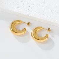 1 Pair Casual Elegant Commute C Shape 304 Stainless Steel Ear Studs main image 4