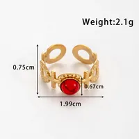 Wholesale Jewelry Vintage Style French Style Simple Style Cross Oval 304 Stainless Steel Turquoise Inlay Open Rings sku image 1