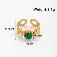Wholesale Jewelry Vintage Style French Style Simple Style Cross Oval 304 Stainless Steel Turquoise Inlay Open Rings main image 2