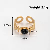 Wholesale Jewelry Vintage Style French Style Simple Style Cross Oval 304 Stainless Steel Turquoise Inlay Open Rings main image 4