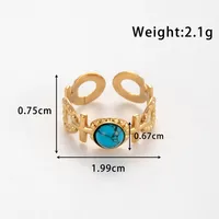 Wholesale Jewelry Vintage Style French Style Simple Style Cross Oval 304 Stainless Steel Turquoise Inlay Open Rings main image 5
