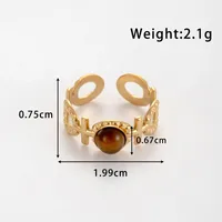 Wholesale Jewelry Vintage Style French Style Simple Style Cross Oval 304 Stainless Steel Turquoise Inlay Open Rings main image 6