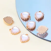 10 PCS/Package 12*17 * 4mm 18*15 * 4mm 19*10 * 6mm Alloy Artificial Pearls Heart Shape Wings Pendant main image 3