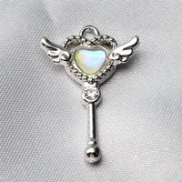 10 PCS/Package 12*17 * 4mm 18*15 * 4mm 19*10 * 6mm Alloy Artificial Pearls Heart Shape Wings Pendant sku image 3