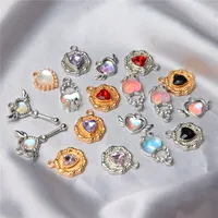 10 PCS/Package 12*17 * 4mm 18*15 * 4mm 19*10 * 6mm Alloy Artificial Pearls Heart Shape Wings Pendant main image 1