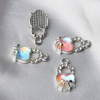 10 PCS/Package 12*17 * 4mm 18*15 * 4mm 19*10 * 6mm Alloy Artificial Pearls Heart Shape Wings Pendant main image 8
