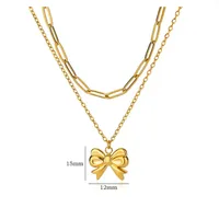 Wholesale Jewelry Elegant Streetwear Bow Knot 304 Stainless Steel Plating Double Layer Necklaces main image 5