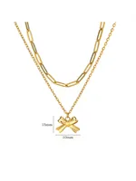 Wholesale Jewelry Elegant Streetwear Bow Knot 304 Stainless Steel Plating Double Layer Necklaces sku image 2