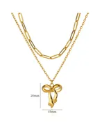 Wholesale Jewelry Elegant Streetwear Bow Knot 304 Stainless Steel Plating Double Layer Necklaces sku image 3