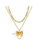 Wholesale Jewelry Elegant Streetwear Bow Knot 304 Stainless Steel Plating Double Layer Necklaces sku image 6