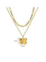 Wholesale Jewelry Elegant Streetwear Bow Knot 304 Stainless Steel Plating Double Layer Necklaces sku image 7
