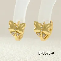 1 Pair IG Style Simple Style Commute Flower Butterfly Inlay Copper Zircon 18K Gold Plated Earrings main image 4