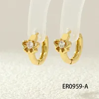 1 Pair IG Style Simple Style Commute Flower Butterfly Inlay Copper Zircon 18K Gold Plated Earrings main image 7