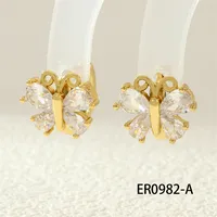 1 Pair IG Style Simple Style Commute Flower Butterfly Inlay Copper Zircon 18K Gold Plated Earrings main image 9