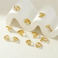 1 Pair IG Style Simple Style Commute Flower Butterfly Inlay Copper Zircon 18K Gold Plated Earrings main image 3