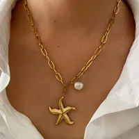 Wholesale Jewelry Marine Style Classic Style Starfish 316L Stainless Steel  Plating Pendant Necklace main image 1