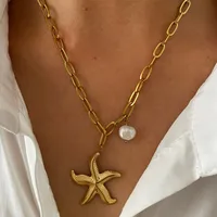 Wholesale Jewelry Marine Style Classic Style Starfish 316L Stainless Steel  Plating Pendant Necklace main image 6
