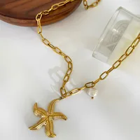 Wholesale Jewelry Marine Style Classic Style Starfish 316L Stainless Steel  Plating Pendant Necklace main image 3