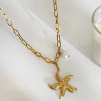 Wholesale Jewelry Marine Style Classic Style Starfish 316L Stainless Steel  Plating Pendant Necklace main image 5