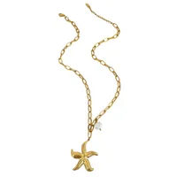 Wholesale Jewelry Marine Style Classic Style Starfish 316L Stainless Steel  Plating Pendant Necklace main image 4