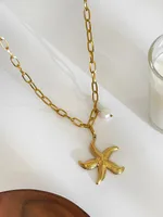 Wholesale Jewelry Marine Style Classic Style Starfish 316L Stainless Steel  Plating Pendant Necklace sku image 1