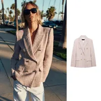 Women's Casual Elegant Plaid Button Double Breasted Blazer main image 1