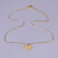 Wholesale Jewelry Elegant Tropical Pastoral Letter 304 Stainless Steel 18K Gold Plated Pendant Necklace sku image 1