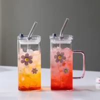 Casual Flower Glass Water Bottles 1 Piece main image 1