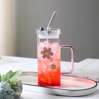 Casual Flower Glass Water Bottles 1 Piece sku image 3
