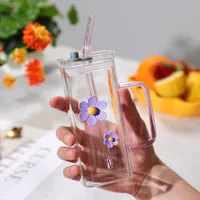 Casual Flower Glass Water Bottles 1 Piece sku image 4