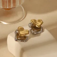 1 Pair Commute Red Heart Solid Color 304 Stainless Steel 18K Gold Plated Ear Studs main image 4