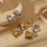 1 Pair Commute Red Heart Solid Color 304 Stainless Steel 18K Gold Plated Ear Studs main image 1