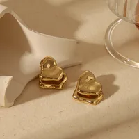 1 Pair Commute Red Heart Solid Color 304 Stainless Steel 18K Gold Plated Ear Studs main image 3