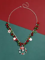 Nordic Style Classic Style Santa Claus Bow Knot Snowman Zinc Alloy Wholesale Pendant Necklace main image 4