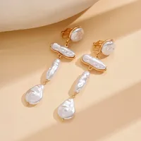 1 Pair Elegant Streetwear Geometric Irregular Imitation Pearl Alloy Rhinestones Drop Earrings main image 3