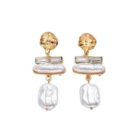 1 Pair Elegant Streetwear Geometric Irregular Imitation Pearl Alloy Rhinestones Drop Earrings main image 4