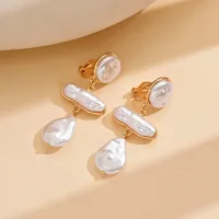 1 Pair Elegant Streetwear Geometric Irregular Imitation Pearl Alloy Rhinestones Drop Earrings sku image 1