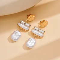1 Pair Elegant Streetwear Geometric Irregular Imitation Pearl Alloy Rhinestones Drop Earrings sku image 3